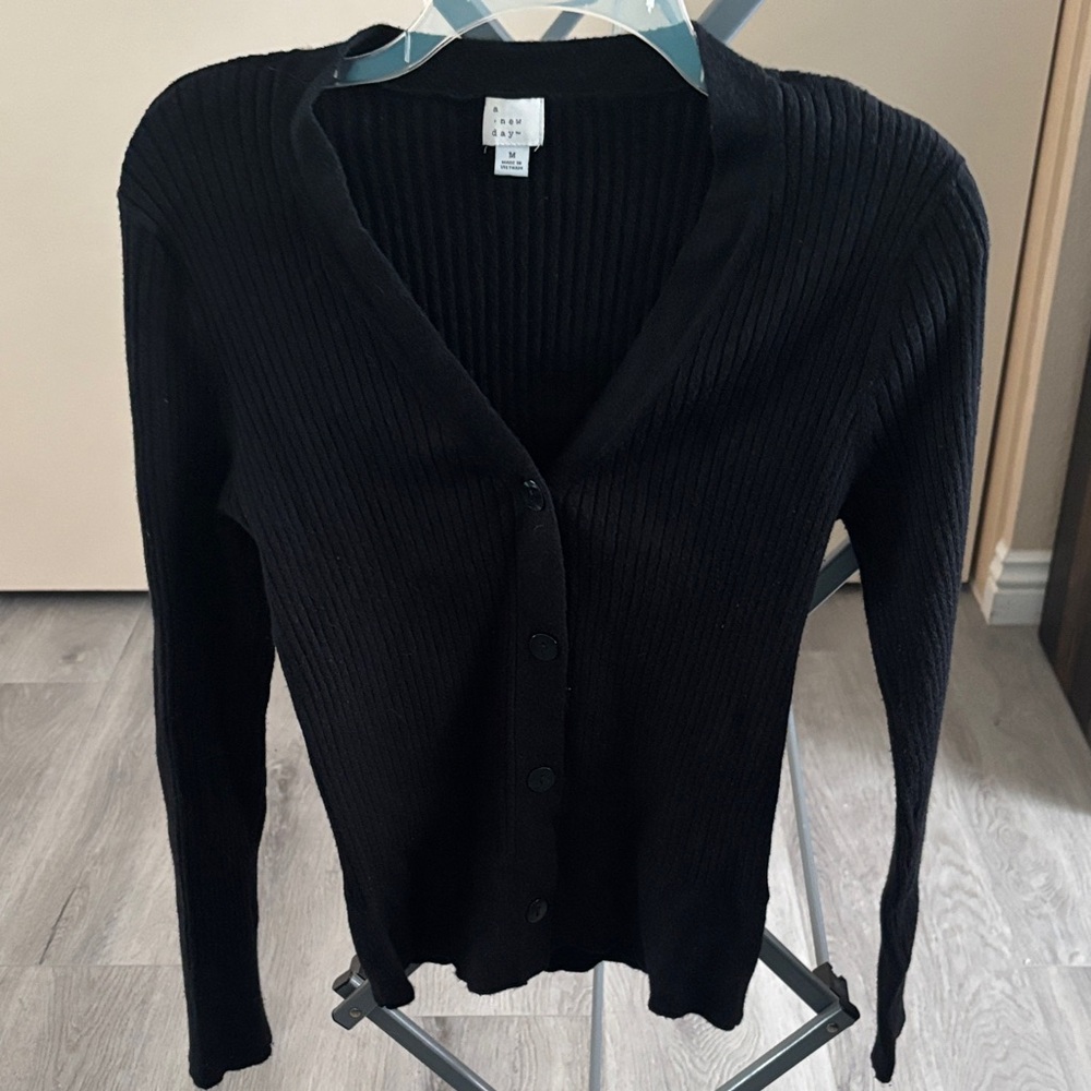 a new day Black Button-Up Cardigan